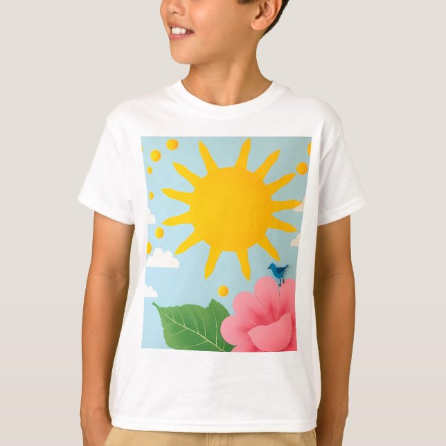 Mid-Century Sun & Nature Art Print - Stylized Sun  T-Shirt (Front)