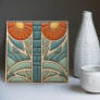 Mid-Century Symmetry Organic Arts and Crafts Ceramic Tile