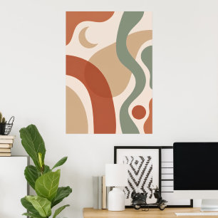 Mid Century Terracotta Abstract Poster
