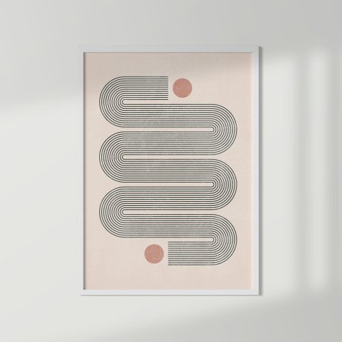 Mid_Century Terracotta Abstract Waves Poster 