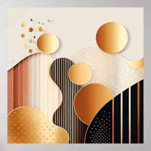 Mid Century Terracotta Brown and Beige Poster