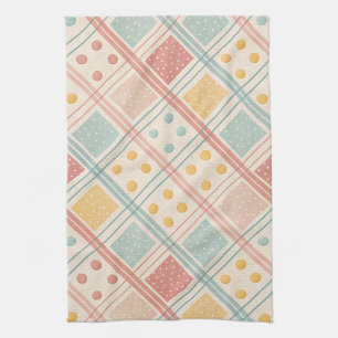 Mid Century Terracotta Plaid Diamond Pattern Kitchen Towel