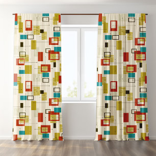 Mid Century Theme Colorful Pattern Sheer Curtains
