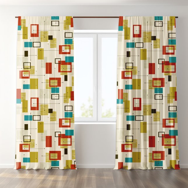 Mid Century Theme Colorful Pattern Sheer Curtains (Creator Uploaded)