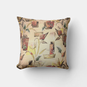 Mid Century Tiki Palm Throw Pillow