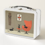 Mid Century Tiki with Three Cats  Metal Lunch Box