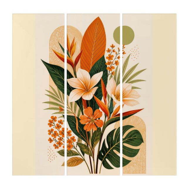 Mid-Century Tropical Botanical Triptych Wall Art S (Front)