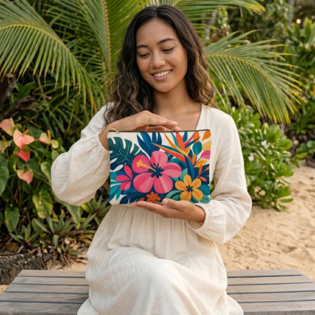 Mid century tropical retro vibe  accessory pouch (retro vibes
)