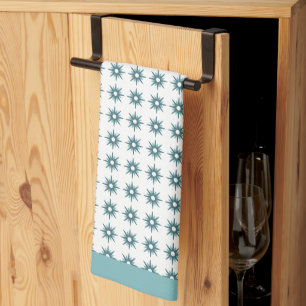 Mid-Century Turquoise Starburst Pattern Kitchen To Towel