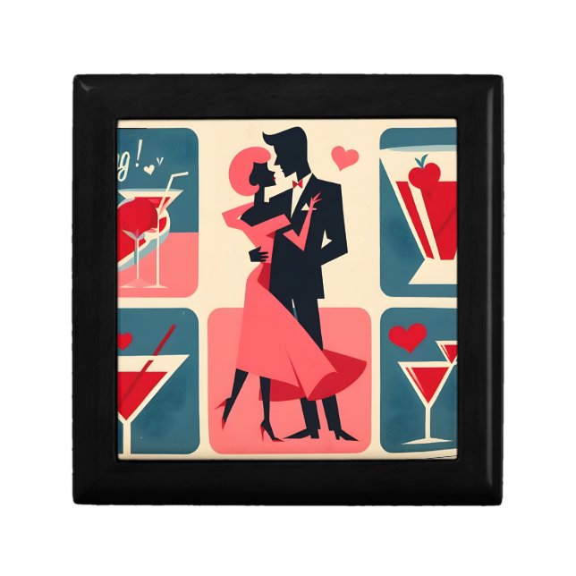 Mid Century Valentine Dancing Couple Gift Box (Front)