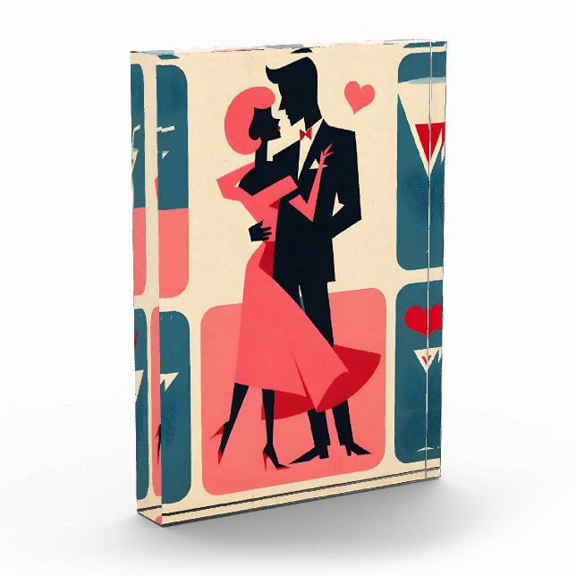 Mid Century Valentine Dancing Couple Photo Block (Left)