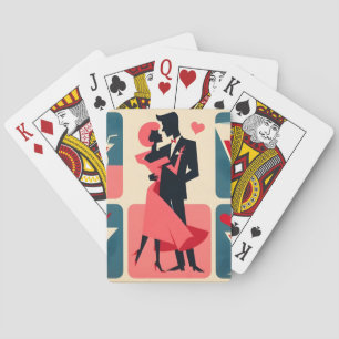 Mid Century Valentine Dancing Couple Poker Cards