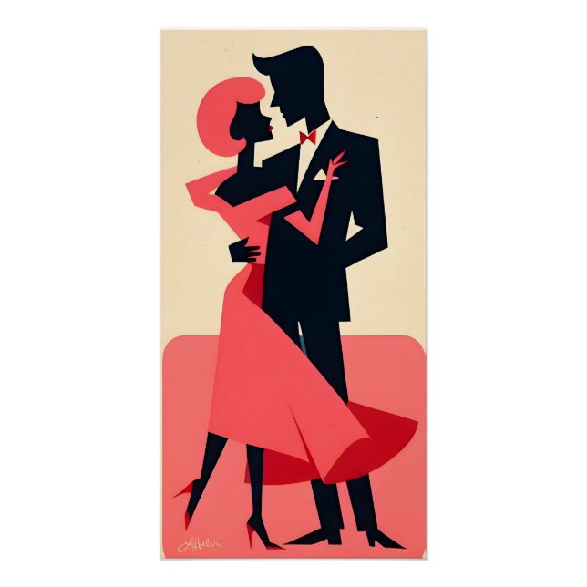 Mid Century Valentine Dancing Couple Poster (Front)