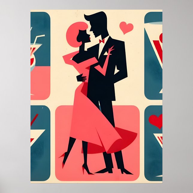 Mid Century Valentine Dancing Couple Poster (Front)