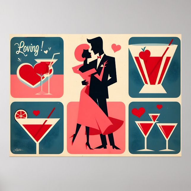 Mid Century Valentine Dancing Couple Poster (Front)