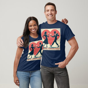 Mid Century Valentine Hip Martini Dancing Couple T-Shirt