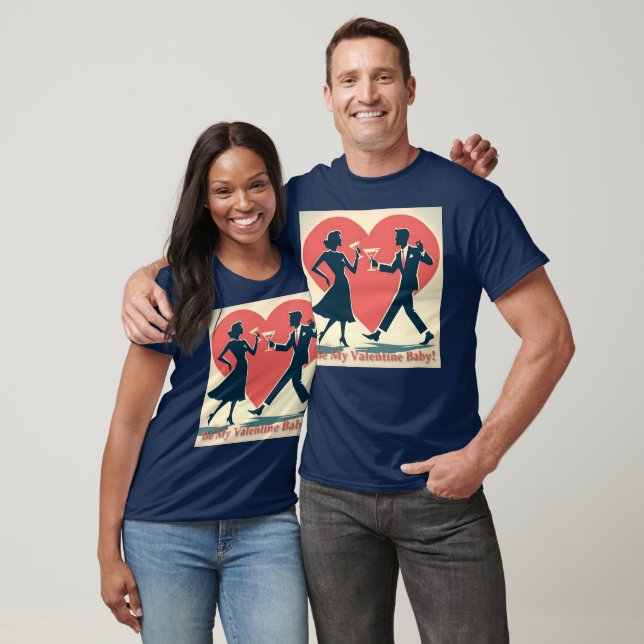 Mid Century Valentine Hip Martini Dancing Couple T-Shirt (Unisex)