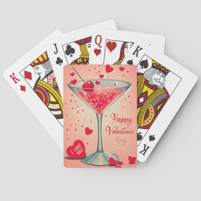 Mid Century Valentine Martini cocktail Poker Cards (Back)