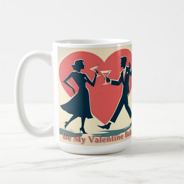 Mid Century Valentine Modern Hip Dancing Couple Coffee Mug (Left)