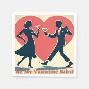 Mid Century Valentine Modern Hip Dancing Couple Napkins