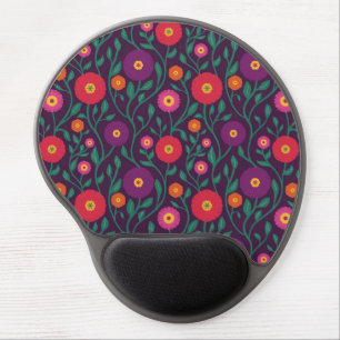Mid-Century Vine Flower   Garden Garland Plum Gel Mouse Pad