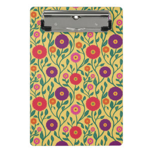 Mid-Century Vine Flower Garden Garland Yellow Mini Clipboard