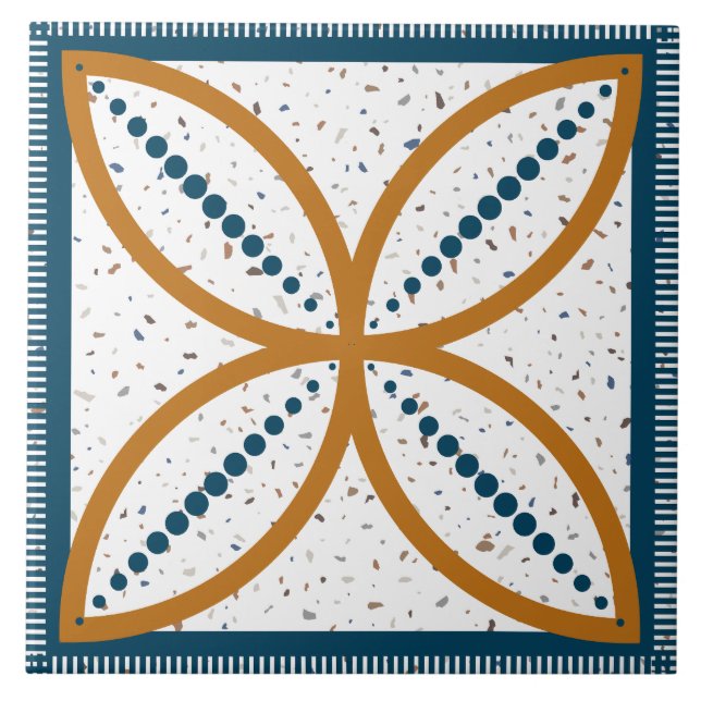 Mid-Century Vintage Art Abstract Pattern Ceramic Tile (Front)