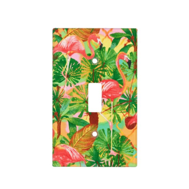 Mid-century vintage flamingo graphic light switch cover (Front)