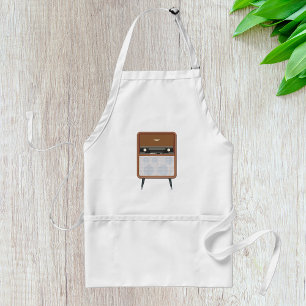 Mid Century Vintage Radio Retro Music Lover Adult Apron