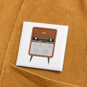 Mid Century Vintage Radio Retro Music Lover Button