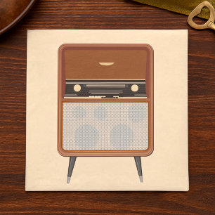 Mid Century Vintage Radio Retro Music Lover Napkins