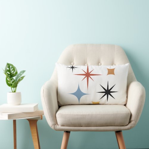 Mid Century Vintage Retro Stars Abstract   Lumbar Pillow