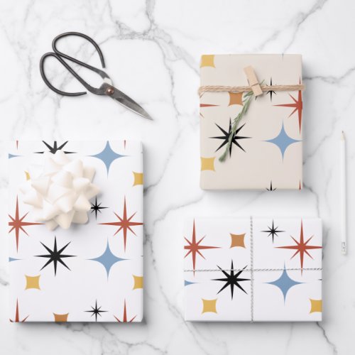 Mid Century Vintage Retro Stars Abstract    Wrapping Paper Sheets