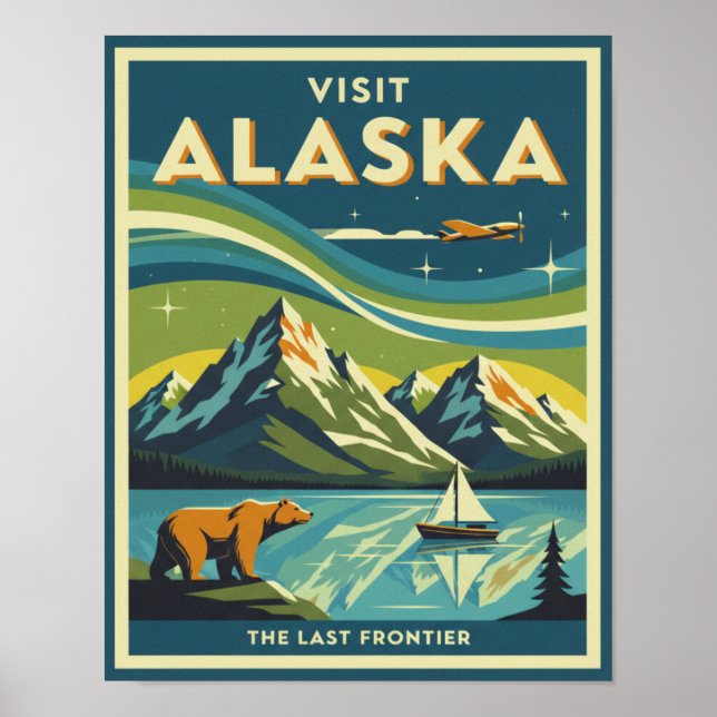 Mid-Century Visit Alaska Travel Poster (Front)