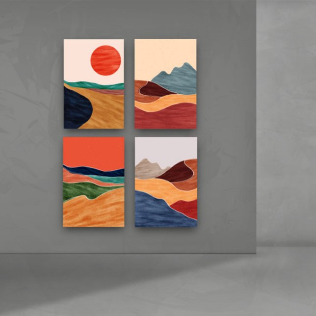 Mid-Century Wall Art-Abstract Landscapes Wall Art Sets (Creator Uploaded)