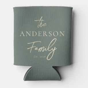 Mid-Century Warm Gray Hand Written Family Name Can Cooler