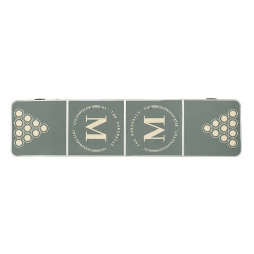 Mid-Century Warm Gray Modern Circle Monogram Beer Pong Table