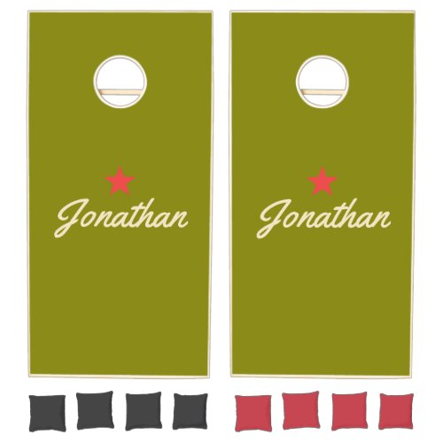 Mid-Century Warm Olive Vintage RD Star Signature Cornhole Set