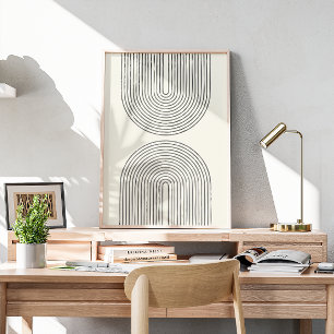 Mid century watercolor line art II Poster