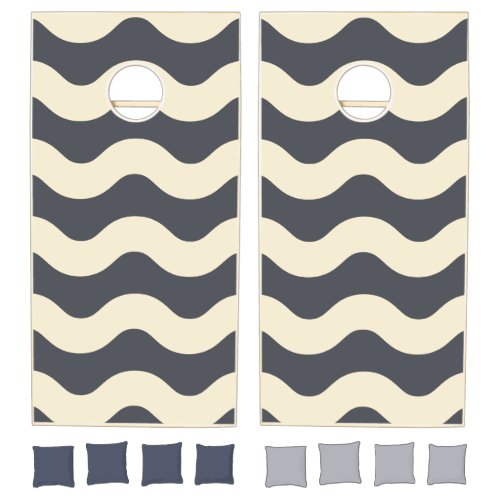 Mid-Century Wavy Striped Mediterranean Gray