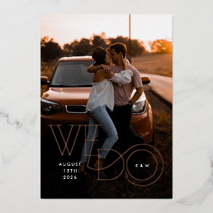 Mid-Century We Do Foil Photo Wedding Invitation