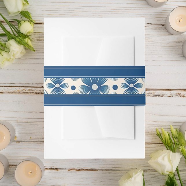 Mid-Century Wedding Flowers | Blue Invitation Belly Band (Creator Uploaded)