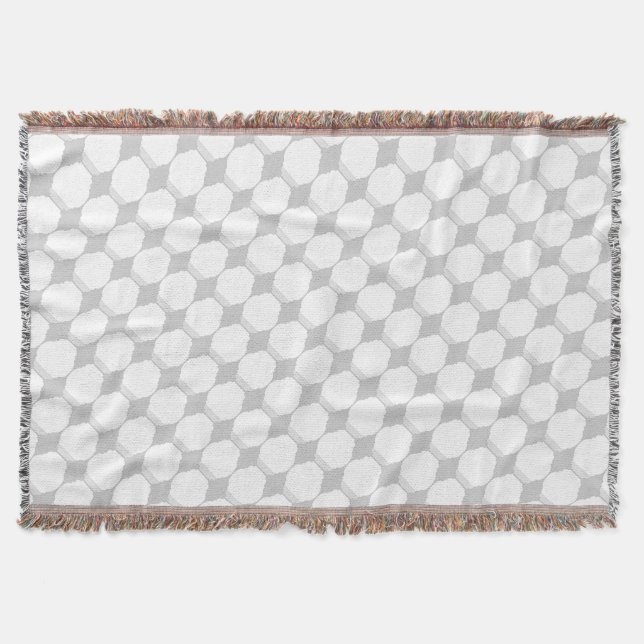 Mid-Century White and Gray Ovals and Circles Throw Blanket (Front)
