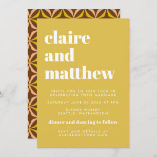 Mid Century Yellow Geometric Wedding All-In-One Invitation