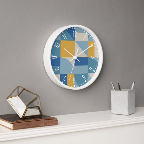 Mid geometry abstract shapes Pattern Clock