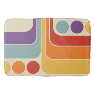Mid Mod 70s Retro Vintage Style Geometric Design Bath Mat