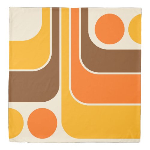 Mid Mod 70s Retro Vintage Style Geometric Design Duvet Cover