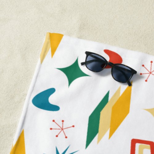 Mid Mod Atomic Mid_Century Modern Shapes Retro Beach Towel