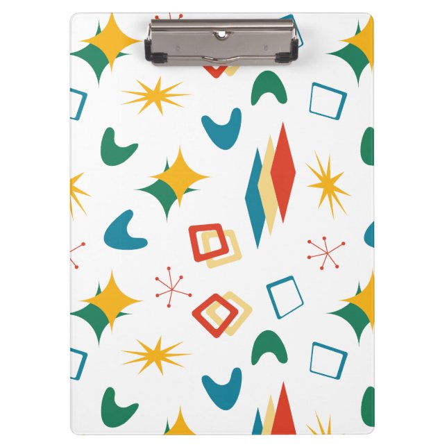 Mid Mod Atomic Mid-Century Modern Shapes Retro Clipboard (Front)
