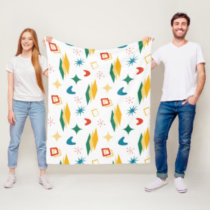 Mid Mod Atomic Mid-Century Modern Shapes Retro Fleece Blanket